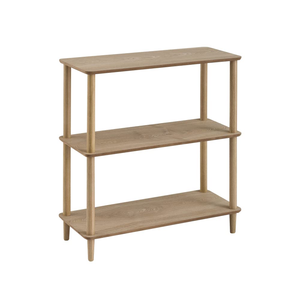 LOLAhome Estantería de Pino Natural Beige con 3 baldas nórdica para salón Vitta