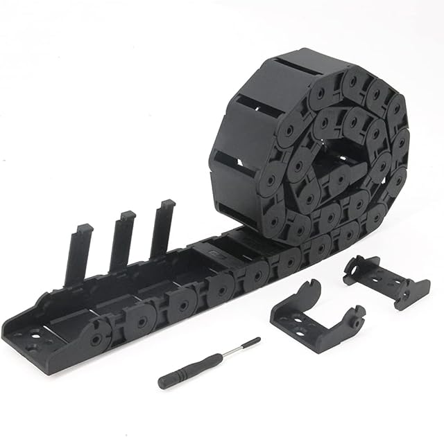 Zeberoxyz 18x37mm Drag Chain Length 1Meter Inside Open Type Black Plastic Flexible Cable Carrier R28 with 1Kit End Connectors (18mmx37mm-Inside Open)