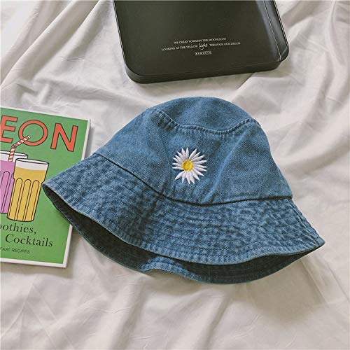 Quanhaigou Unisex Sun Hats, Cotton Beach Bucket Hat For Men Women,Summer Outdoor Boy's Girls Boonie Cap Breathable Packable (Denim Blue) #TOP1