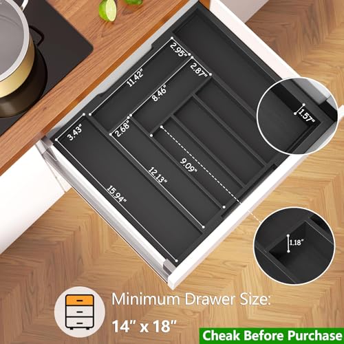 image for Pipishell Bamboo Expandable Drawer Organizer for Utensils Holder, Adju