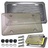 ZXFOOG Silicone License Plate Frame with Cover- Black Car Tag Cover Holder Tinted Bubble Smoked...