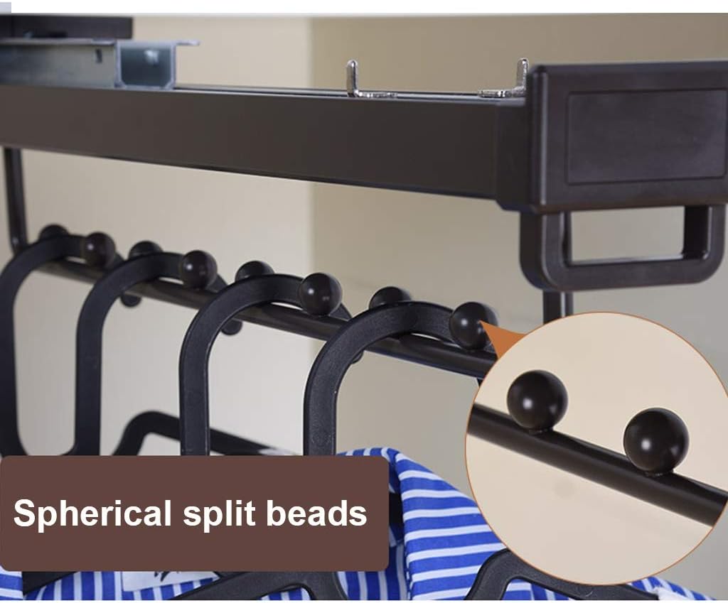 Pull-Out Pants Hangers, Wardrobe Built-in Household Clothes Hangers, Double-Row Side-Mounted Retractable Trousers Rack Cabinet Hanging Pants,White-113X104X470Mm