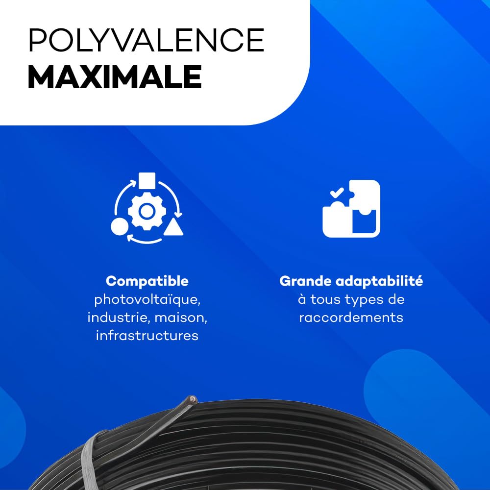 Câble 3G2.5mm² souple - Câbles pour courant alternatif 450/750V - Longueur 5m - Gaine noire