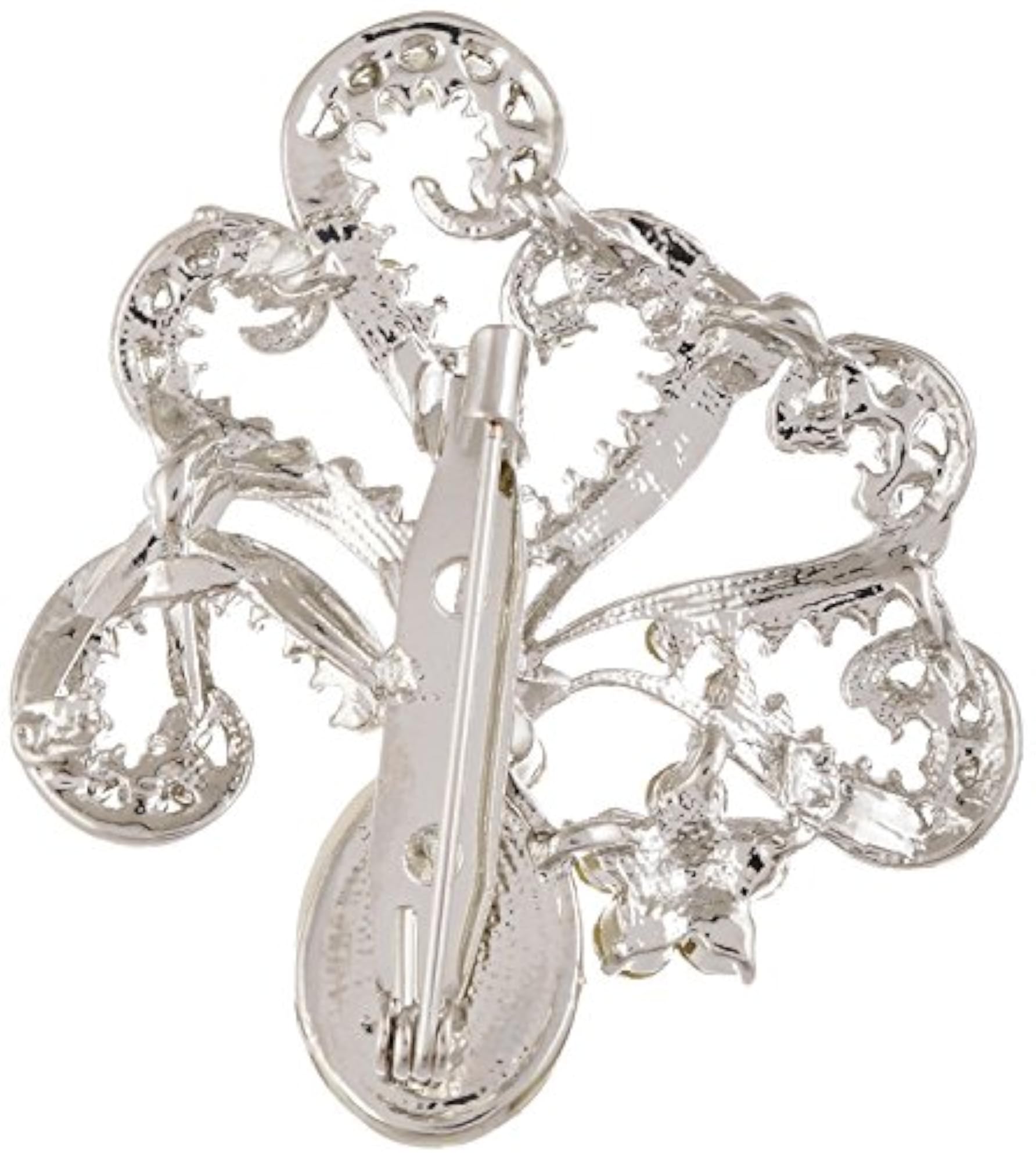 Silver Brass CZ Unisex Brooch, Chic Design