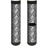 Buckle-Down Calcetines unisex para adultos, piel de serpiente, 3 grises, multicolor, tripulación