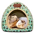 RANYPET Guinea Pig Bed - Cave Cozy Hamster House Large Hideout for Guinea pig Ferret Hedgehog Chinchilla Bearded Dragon Winter Nest Hamster Accessories Green