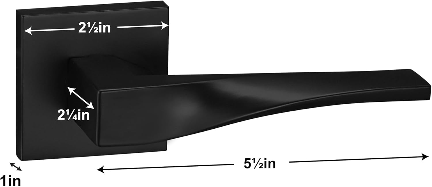 Berlin Modisch Sleek Series Entry Lever Door Handle Lock and Key Locking Lever Set [for Front Door or Office] Reversible Heavy Duty – Iron Black Finish