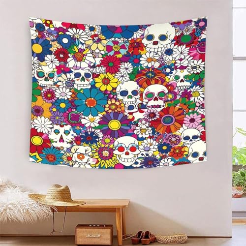 Tapisserie murale crâne 3D pour habiller un grand mur blanc sans peindre