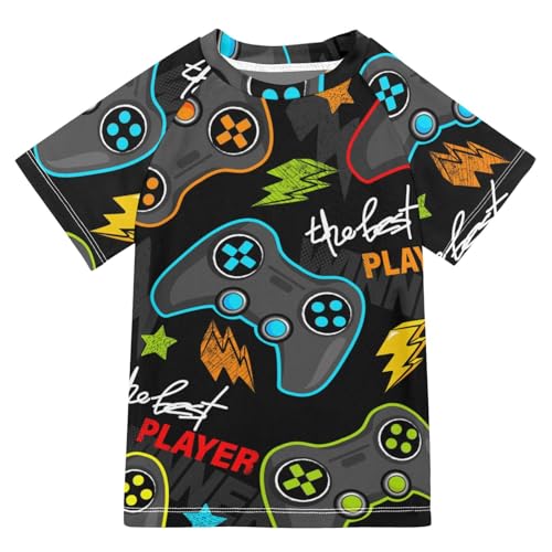 Aflyko Fun Kid Rashguard Shirt Joystick Video Game Controller Player Boys Girls Swimsuit Top