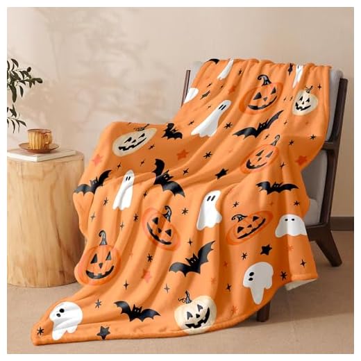 30+ Red and White Christmas Decor Ideas 3 LOSIVISHE Halloween Flannel Throw Blanket – Ghost, Bat & Pumpkin Pattern – Orange Festive Blanket for Couch or Bed, W50 x L70in