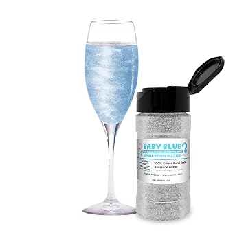 Brew Glitter Baby Blue Gender Reveal Color Changing Edible Drink Glitter 45g, 1x Jar for Clear Cocktails, Mocktails and other Beverages!