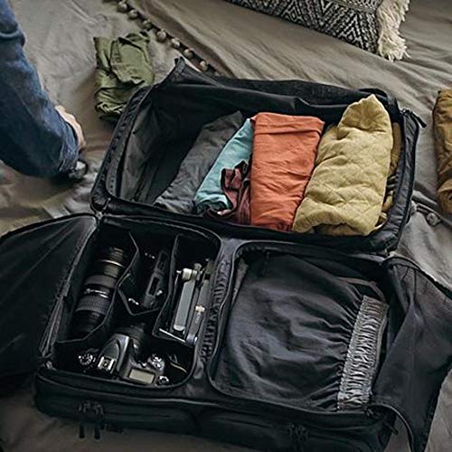 HEXAD Carryall Travel Duffel Bag - Includes Backpack Straps and Laptop Sleeve (Black, 40 L)
