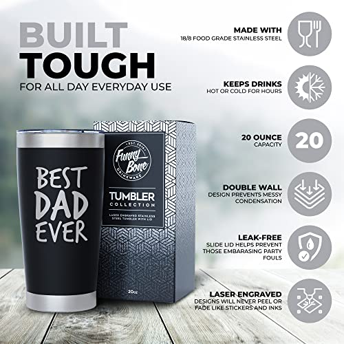 Dad Gifts From Daughter, Son, Kids - Dad Christmas Gifts - Dad Tumbler - Best Dad Gifts For Men - Dad Birthday Gifts - 20Oz Stainless Steel Laser Etched Travel Mug - Dad Cup - Father's Day Gifts #TOP2