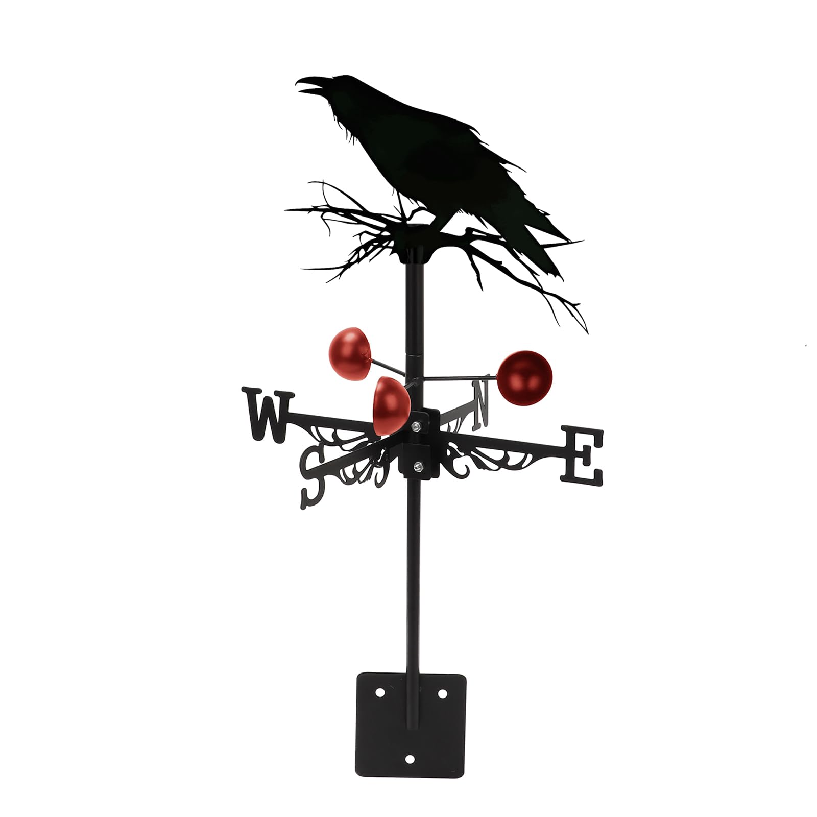 Weather Vane with Holder, Retro Rooster Design, Robust Metal Wind Vane for Weather Forecast, Metal Cockerel Weathervane for Wind Direction Indicator and Roof Decoration