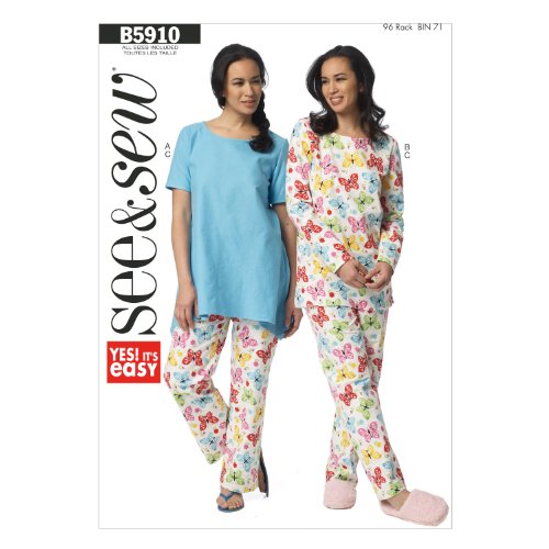 BUTTERICK PATTERNS B5910 Misses' Top and Pants Sewing Template, Size A in One Envelope