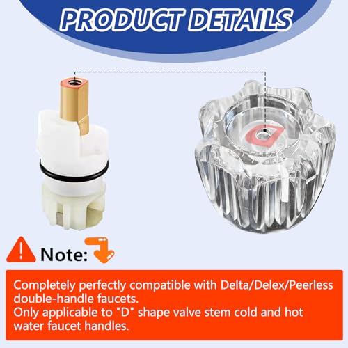 image for starfa lab 2PCS Clear Acrylic Faucet Handles Knobs Replacement Kit,Bat