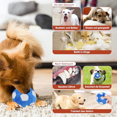 TONYFY Hundespielzeug - Plüschtier Quietschspielzeug für Welpen und kleine Hunde, Interaktives Training und Zahnen - Haustier Ball Fußball