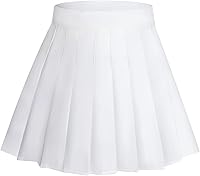 Rbenxia Women's High Waisted Pleated A-Line Mini Skirt with Lined Shorts - School Uniform, Tennis, Skater Style