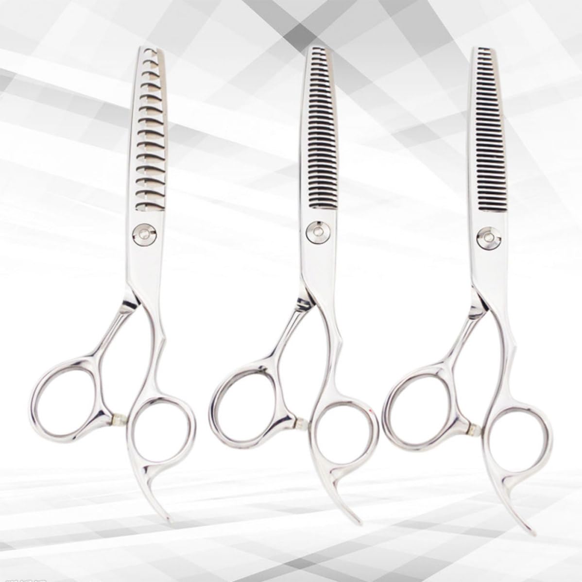 Tijeras de Peluquería Corte Uniforme y Preciso 3 Piezas Tijeras Cabello de Acero Inoxidable Plata Diseño Ergonómico, para Salón y Uso Diario en Casa, para Mujeres y Personas
