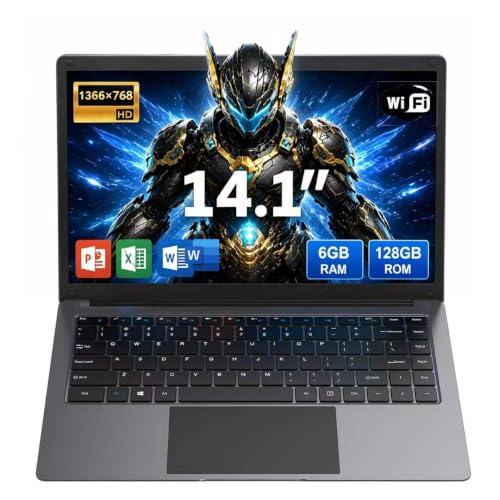 14.1" Laptop Computer,Celeron N (up to 2.4GHz), 6GB RAM 128GB SSD, Win 10, Ultra-Slim 1.2kg Body, Dual-Band WiFi, Mini HDMI Port, 14.1-Inch Display, for Student and Home Office Use