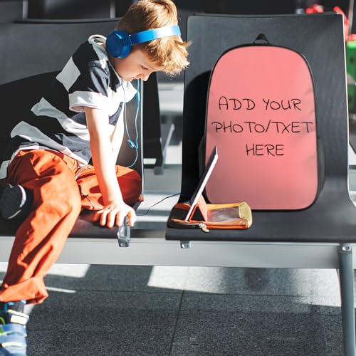 Custom Backpack for Boy Girl, Personalized Text Photo Backpack, Customize Laptop Backpack, Custom 17In Casual Travel Bags Pink3