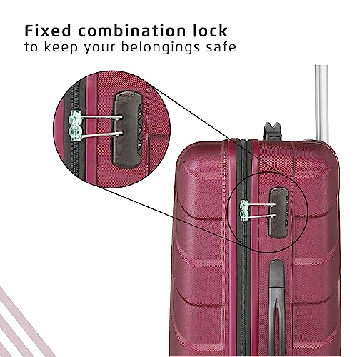 Image of Safari Ray 77 Cms Large Check-in Polycarbonate Hardsided 4 Spinner Wheels Luggage /Suitcase /Trolley Bag (Wine Red)