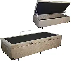 Cama Box Baú Solteiro Suede Bege