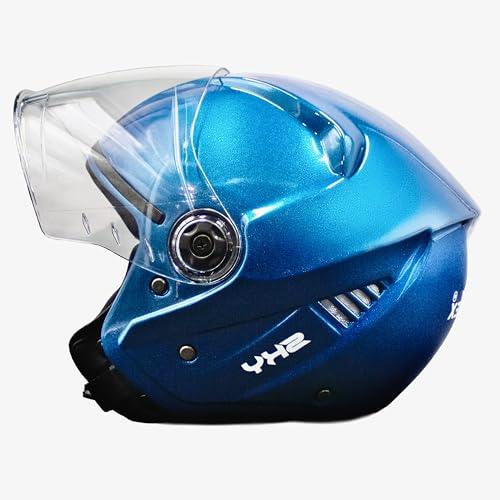 Image of Cortex Sky Half Face Helmet Glossy Finish with Scratch Resistant Polycarbonate Visor, Hard ABS Shell Helmet for Men and Women | Clear Visor, Lightweight,