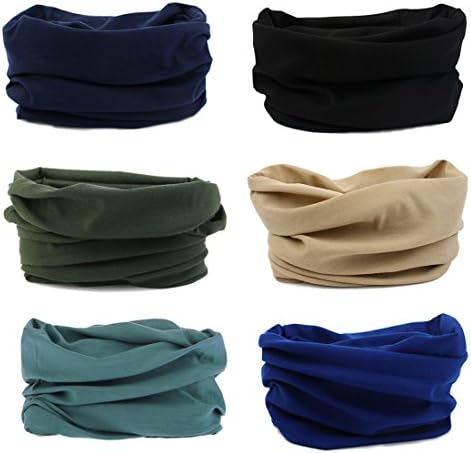 6 Pack Outdoor Magic Headband Elastic Seamless Bandana Neck Scarf Balaclava UV Resistence Sport Headwear Headwrap Versatile 16-in-1 Sweatband Tube Mask for ATV/UTV Riding, Off Roader, Biker, Yoga