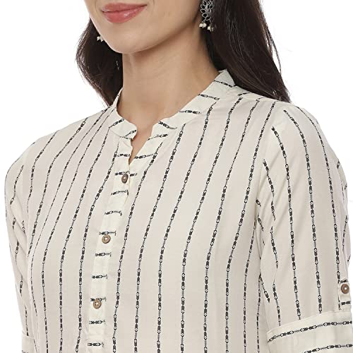 Image of Rangriti Off White Art Silk Straight Kurta for Women
