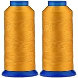 Selric [3000 Yards / 30 Colors Available] Pack of 2 UV Resistant High Strength Polyester Thread #69 T70 Size 210D/3 for Upholstery, Outdoor Market, Drapery, Beading, Purses, Leather (Jeans Yellow)