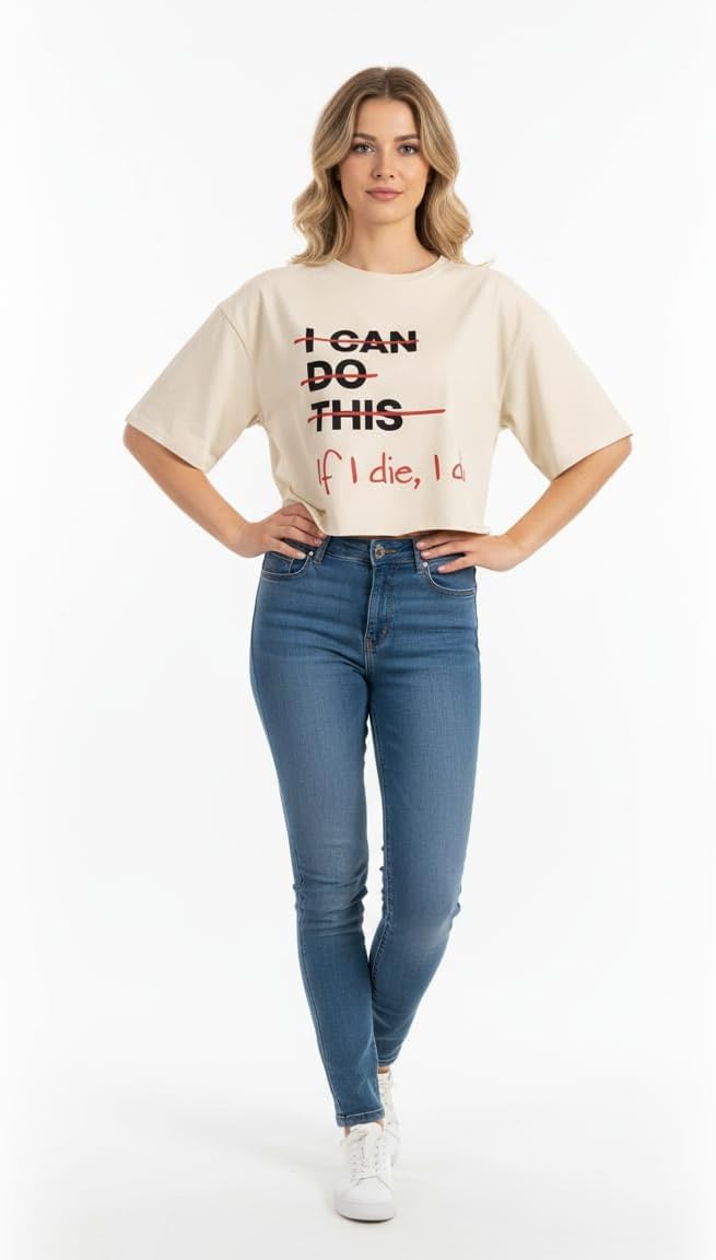 IF I DIE I DIE Crop Top for Women - Funny Sarcastic Workout Tank Tops-Casual Streetwear Yoga Tee