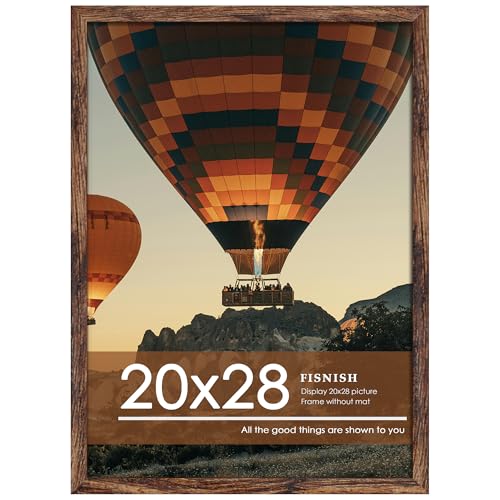 Fisnish 20x28 Picture Frame Classic Brown 20 x 28 Poster Frame for Horizontal or Vertical Wall Mounting 1 Pack