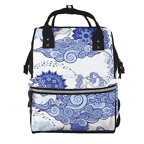 Sac à dos ordinateur portable licorne mandala multicolore, grand cartable scolaire et sac momie