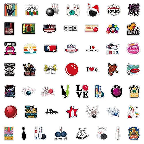 Bowling Stickers |50 Pcs Bowling Waterproof Vinyl Decals for Water Bottles Laptop Luggage Cup Computer Mobile Phone Skateboard Guitar Helmet Snowboard Decor - Thumbnail 3