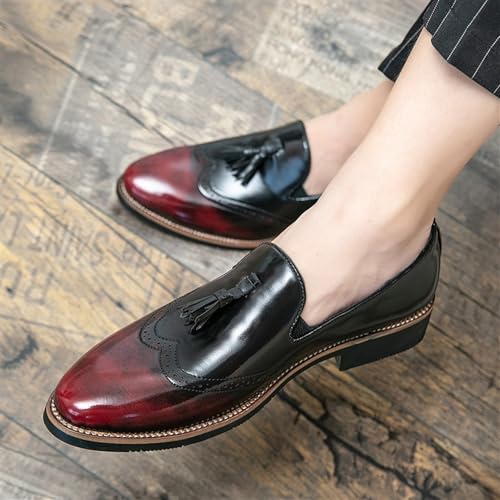 Formal Shoes for Men's Faux Leather Evening Slip-on Plain Toe Business Non Slip Block Heel Anti-Slip Classic3