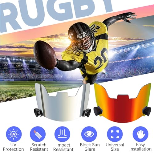 Image of Xuhal 2 Pcs Football Visor for Youth Adult Football Helmet Visor Lacrosse Helmet Eye Shield Eye Protection for Sport(Silver and Red)