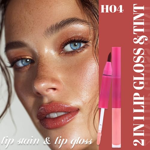 Image of evpct Antique Rose Matte Liquid Lipstick Marker Pen Lip Liner Set with Lip Oil, Shine Finish, 2 in 1 Lipgloss Lipstick Long Lasting Waterproof for Women, Lips Color Stain 24hr Original Smudge Proof