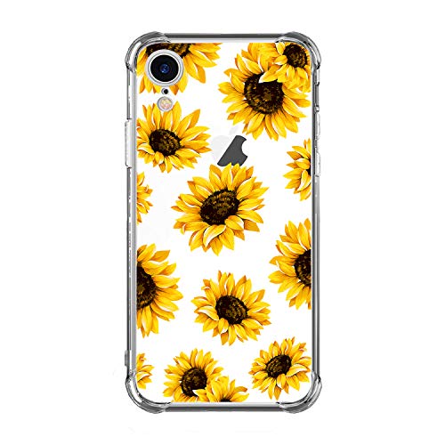 HEYORUN Case Compatible for iPhone Xr 2018 Sunflower, Sunflowers Girls and Women Floral Back Case Cover, Yellow Flower Transparent Flexible TPU Bumper Shockproof Protective Case - image 2
