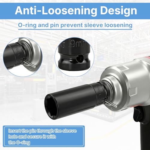 3 Stück Schlagschrauber Nüsse 1/2 Zoll Set, 17-19-21mm Schlagnuss Set, Kohlenstoffstahl Schonnüsse Kraft Schoneinsatze mit Felgenschutz für Reifen Wechseln, Radwechsel Schlagnuss 78mm Länge