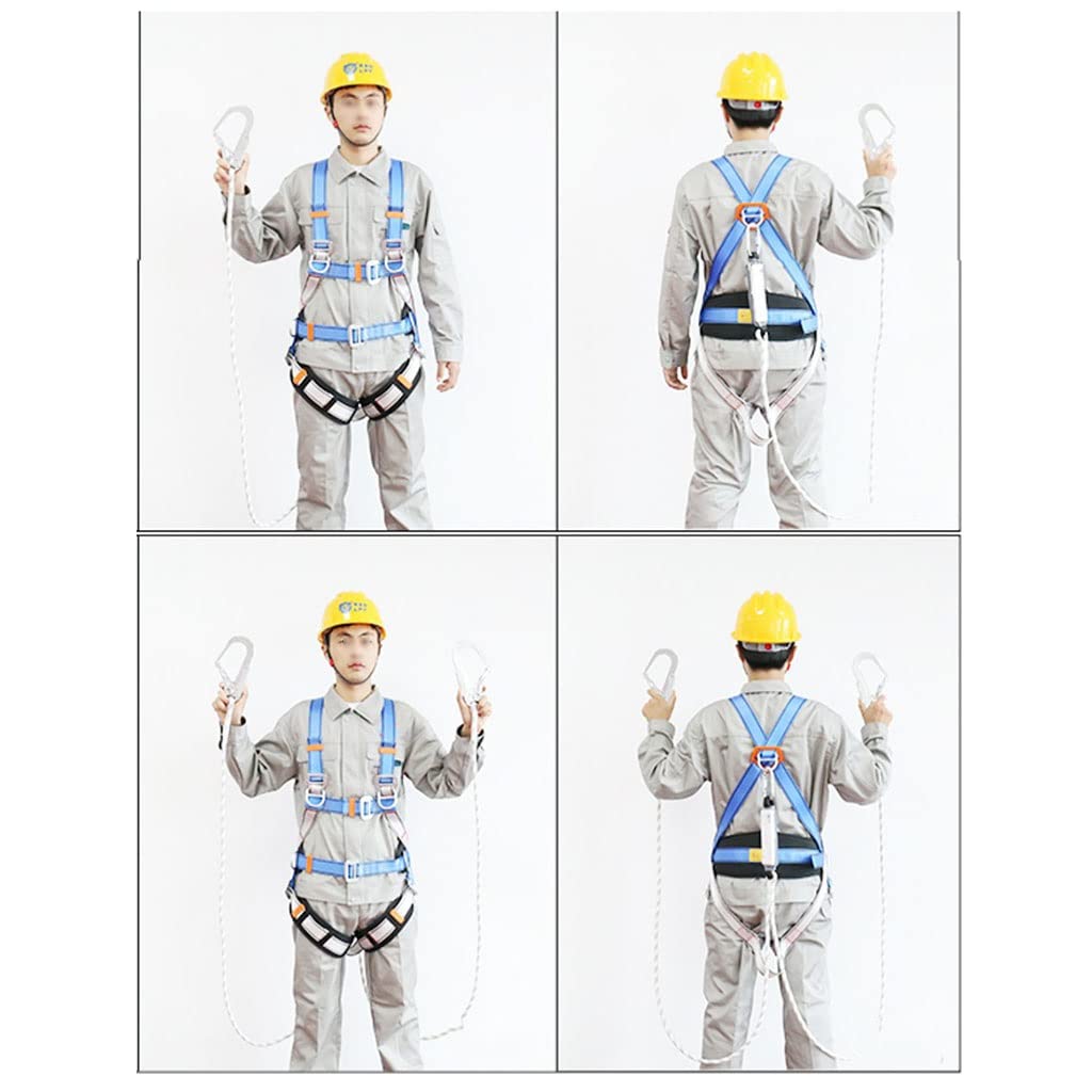 SwaYve Imbracatura Di Sicurezza per Lavoro Aereo, Kit Di Imbracatura Di Sicurezza in Vita a 5 Punti, Cintura Di Sicurezza Anticaduta, per Ponteggi per Carpentieri Edili/Single Hook/3M