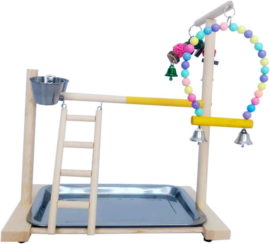 balacoo 1set Parrot Stand Rack Handmade Bird Training Toy for Parakeets Cockatiels Birds Easy to Install for Home Office Pet Shops