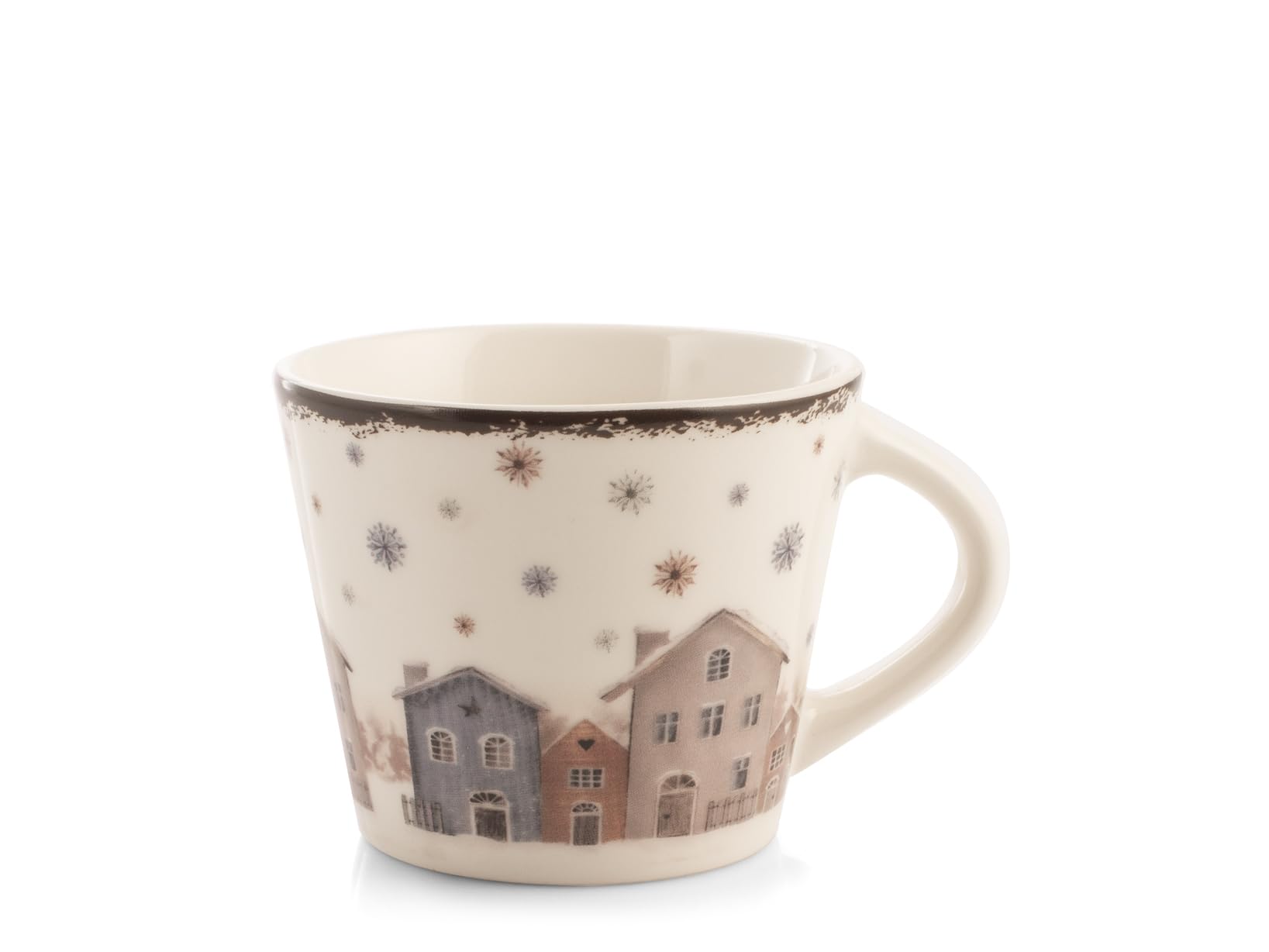 H&H Set 12 Tazze da Tè in New Bone China 280 ml Decoro Village - Tazze Eleganti per Colazione