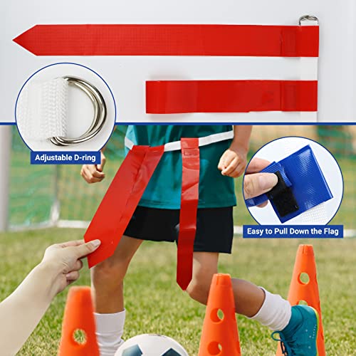Flag Football Set, 14 Player Flag Football Belts Kit, Includes 14 Belts, 42 Flags,12 Cones And Storage Bag (Red-Blue) #TOP4