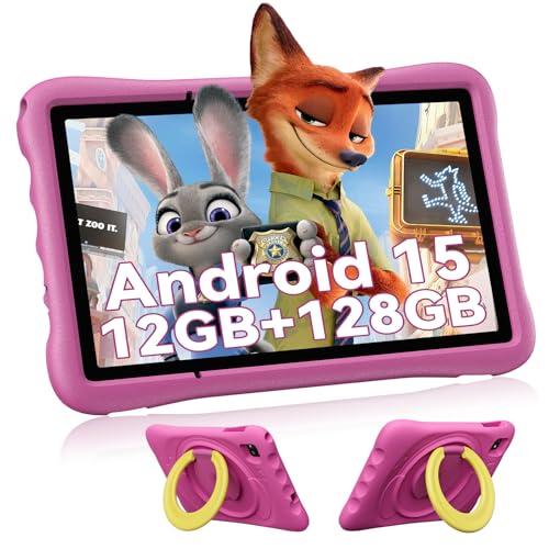 OSCAL Tablet para Niños 10 Pulgadas(3-12 Años), Android 15, Control Parental, 12GB RAM + 128GB ROM (+512GB), WiFi 6, Octa-Core, Tableta Educativa, Protección Ocular HD, 5100mAh con Carcasa EVA - Rosa