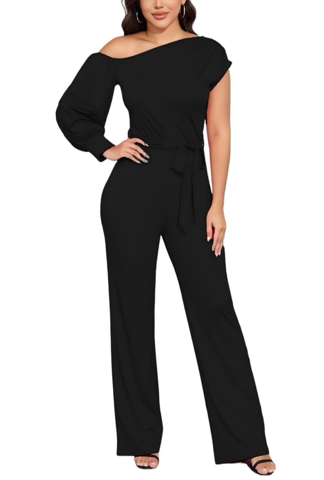 DeftSharp Women's Sexy Cocktail Party Clubwear Casual Working Rompers Long Dressy Jumpsuit