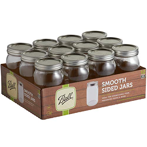 Ball 32 oz Quart Wide Mouth Smooth Sided Glass Canning Jar with Silver Metal Lid and Band - Bulk - 12  Case