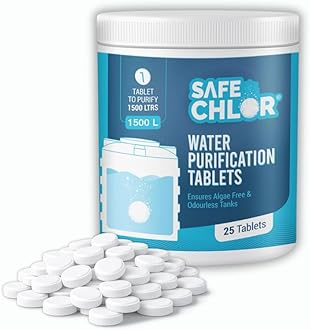 Safe Chlor Tab 1500 | Chlorine Tablets for Water Tank of 1500 Ltrs | Water Purification Tablets for Overhead, Underground Water Tanks |Stable Chlorine | 25 Tablets Economy Pack for Total 37500 Ltrs