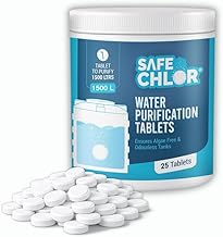 Safe Chlor 1500 L | Chlorine Tablets for Water Tanks of 1500 Ltrs, | Overhead & Underground Tanks Water Purification Tablets | 1 Tablet to Treat 1500 liters | Pack of 25 Tablets for 37500 Ltrs