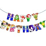 Kawaii Happy Birthday Banner Cute Cartoon Movie Banners Video Game Birthday Party Supplies for Boys